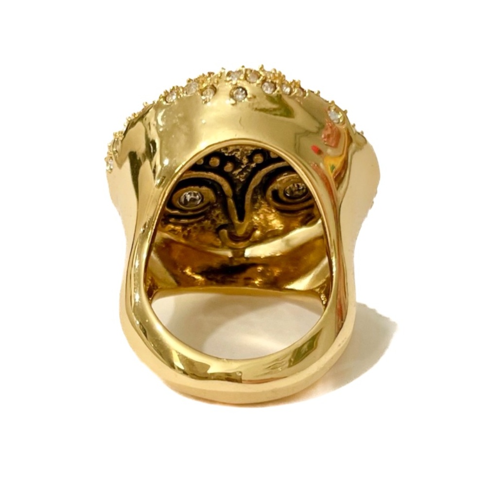 ALEXIS BITTAR Gold & Crystal Encrusted Revolving Ancient Coin Ring - Picture 7 of 9
